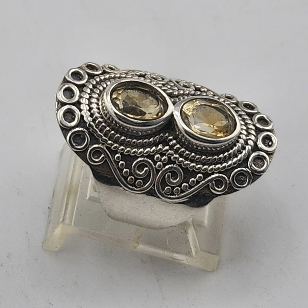 Sterling Silver 925 Citrine‎ Ring Size 6.25